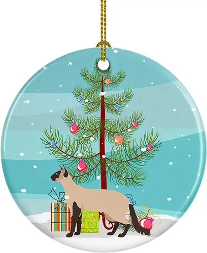 Miniatura 52 de Caroline's Treasures Adorno de cerámica con texto en inglés "Merry Christmas" para colgar en el árbol de Navidad, decoración para el hogar, Navidad