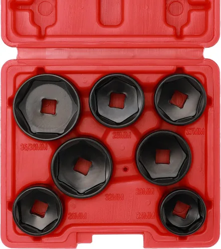 Miniatura 2 de Mayouko Juego de llaves de filtro de aceite de perfil bajo, 7 piezas, 3/8 pulgadas, kit de herramientas de extracción e instalación, 0.945 in, 0.984