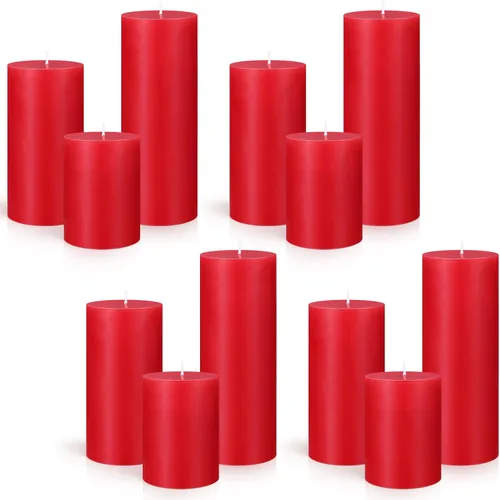 Miniatura 8 de Sumind Juego de 12 velas de pilar a granel de 3 x 4 pulgadas, 6 pulgadas, 8 pulgadas, sin goteo, sin perfume, velas largas y limpias para bodas, Rosa
