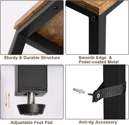 Miniatura 7 de Timberer Mesa consola estrecha, mesa de sofá de 39.4 pulgadas con estante ajustable, mesa larga delgada de 2 niveles para pasillo, entrada, sala