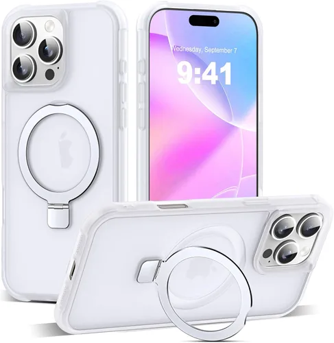 Miniatura 51 de SKYLMW – Funda compatible con iPhone 12 Pro Max y iPhone 13 Pro Max con soporte magnético invisible tipo anillo, fundas translúcidas para teléfonos