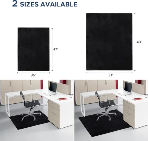 Miniatura 2 de Tapete grande para silla de oficina para suelo duro, 63 x 51 pulgadas, alfombra de escritorio de tela de franela, protector para oficina en casa