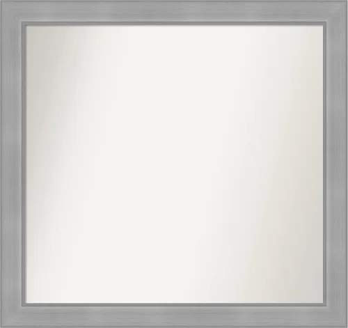 Miniatura 490 de Amanti Art Espejo de baño plateado para sobre el fregadero, 24 x 24 pulgadas, espejo cuadrado de peltre forjado a medida, marco de madera casual