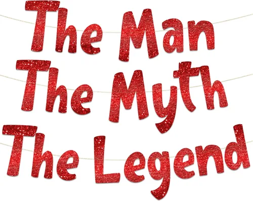 Miniatura 7 de Cartel negro con purpurina de The Man The Myth The Legend, decoraciones de jubilación para hombres y mujeres, suministros y regalos para fiestas