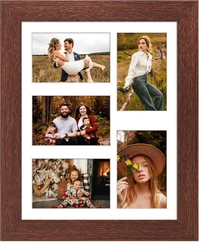 Miniatura 8 de Marcos de Fotos Collage de 13.5X15.5 con 7 Aberturas para Fotos de 4X6, Marco de Fotos Múltiples con Paspartú para Decoración de Pared, Grano