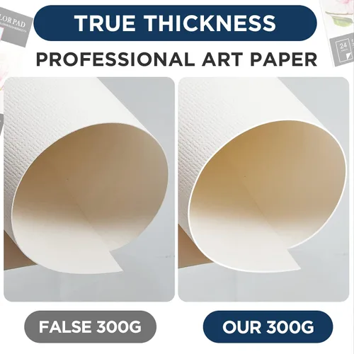 Miniatura 4 de Outus 300 hojas de papel de acuarela de 3 tamaños a granel, papel blanco de prensa en frío de 140 libras/10.58 oz/m², 4 x 6, 5 x 7, 9 x 12 pulgadas