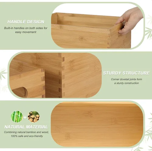 Miniatura 4 de ANMINY Juego de 4 cajas de madera anidables para almacenamiento, contenedores de almacenamiento de madera de bambú, cajas de almacenamiento
