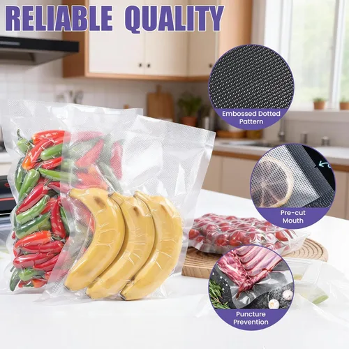 Miniatura 3 de CAREGY Bolsas selladoras al vacío de 200 cuartos de galón de 8 x 12 pulgadas sin BPA para almacenamiento de alimentos, preparación de comidas o al