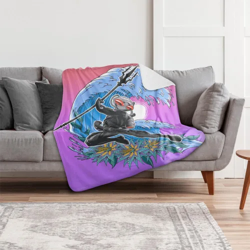 Miniatura 6 de Aquaman and The Lost Kingdom - Manta de 50 x 60 pulgadas, manta negra con textura sedosa al tacto, manta de sherpa súper suave