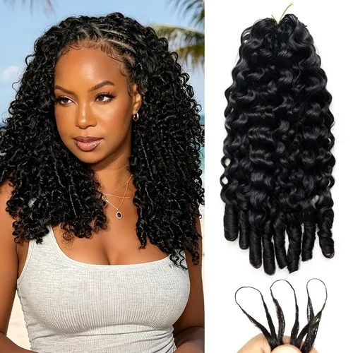 Miracle Knots - Cabello humano rizado birmano de 16 pulgadas, 3.53 onzas, cabello humano de ganchillo preseparado para mujeres negras, ligero,