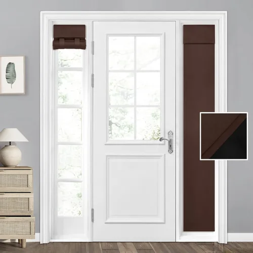 Miniatura 64 de HOMEIDEAS Cortinas 100% Opacas para Luces Laterales de Puerta Principal, Cubierta de Ventana de Puerta de Aula, Persianas de Privacidad