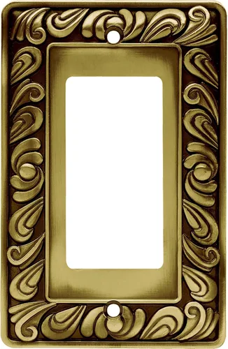 Franklin Brass Placa de pared de Paisley, cubierta de interruptor doble decorativa de latón antiguo pulido, 1 paquete, 64038