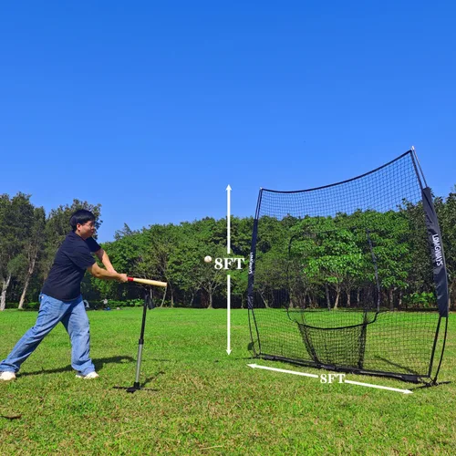 Miniatura 2 de 7x7ft/8x8ft Baseball Softball Net with Steel Frame for Batting, Hitting, Pitching, Portable Baseball Batting Net with Carry Bag, Great for All Levels