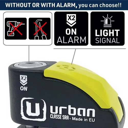 Miniatura 4 de URBAN UR10 Hi-Tech Bloqueo de disco de alarma para motocicleta de 120 dB, máxima seguridad aprobada por SRA, advertencia sensibilidad A+, activación