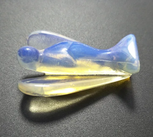Miniatura 6 de Mina Heal Figuras de ángel de piedra opalita, figuras de cristal de piedra opalita de ángel de bolsillo, pequeña estatua de ángel de piedra