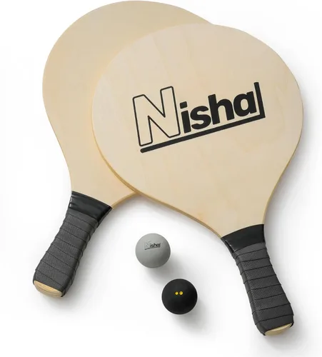 Nisha - Juego completo de pelotas de remo, juego completo con 2 bolas profesionales, 2 raquetas y empuñaduras de pala, juego interactivo para
