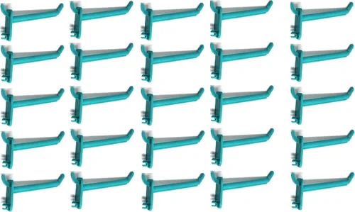 JSP Manufacturing Ganchos de plástico verde azulado para garaje/herramientas/almacenamiento/organización/joyería/manualidades - 2 pulgadas, 4