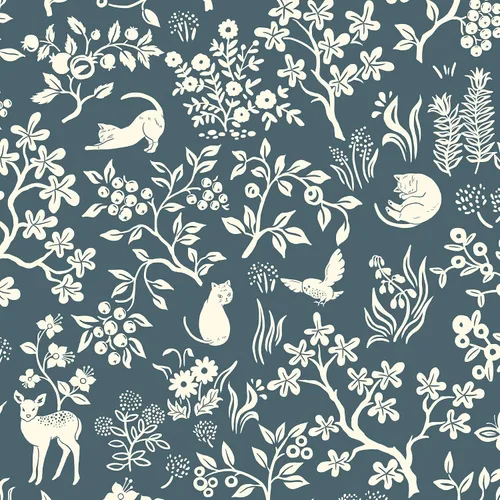HeloHo Papel tapiz autoadhesivo para despegar y pegar, papel de contacto floral azul oscuro, bohemio, autoadhesivo, extraíble, para gatos, pájaros y
