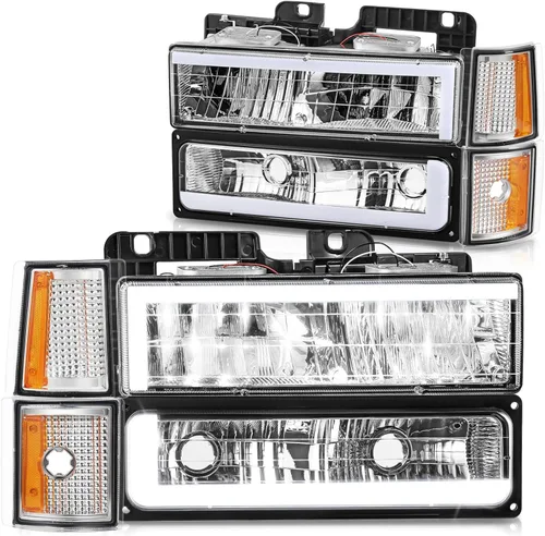 Miniatura 11 de DNA Motoring Conjunto de faros delanteros (lado del conductor y del pasajero), Compatible con 92-99 Chevy GMC C/K 1500 2500 Suburban Yukon