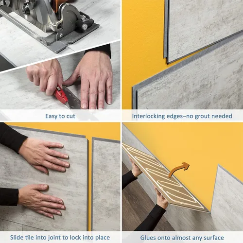 Miniatura 7 de Palisade Kit de azulejos de vinilo entrelazados impermeables para ducha y bañera en mármol Carrara de 23.2 x 11.1 pulgadas Mármol de Carrara