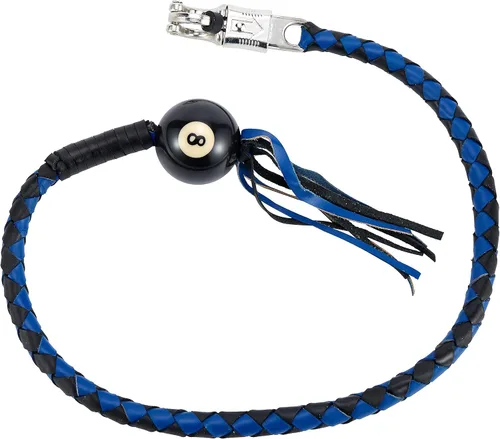 Miniatura 3 de Látigo de 42 pulgadas de largo azul y negro para motocicleta con bola de billar No.8