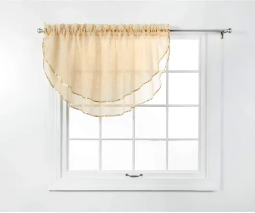 Miniatura 74 de Stylemaster Elegance Cenefa recta de gasa transparente, 60 x 14 pulgadas, color dorado
