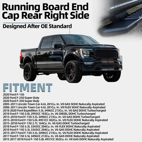 Miniatura 2 de Tapa de Estribo de Paso Lado del Pasajero Compatible con Ford Expedition F-150 F-250 F-350 Super Duty Lincoln Town Car 3.0L 3.3L 3.5L V6 4.6L V8