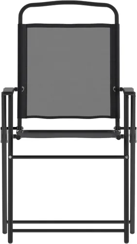 Miniatura 7 de BizChair Sillas plegables para patio, sillas de césped de textileno para exteriores con reposabrazos, juego de 4, color negro