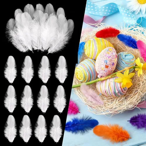 Miniatura 20 de THARAHT Plumas coloridas de gallo artesanal, 300 plumas de colores de 3 a 5 pulgadas, a granel para jardín de infantes, manualidades, boda, hogar