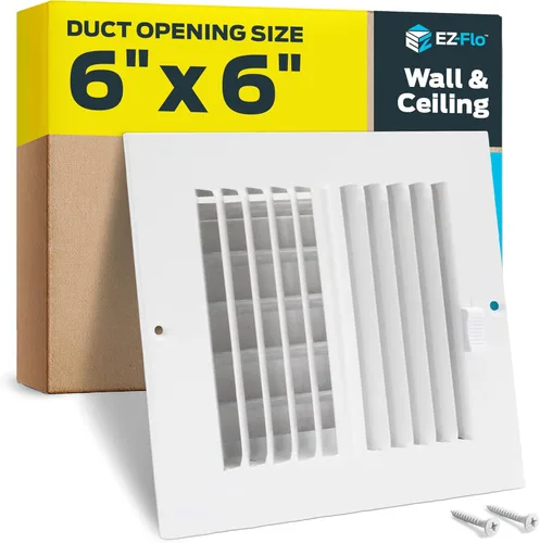 EZ-FLO 61660 - Cubierta de ventilación de aire de 6 x 6 pulgadas (apertura de conducto) para pared o techo, registro de ventilación bidireccional,