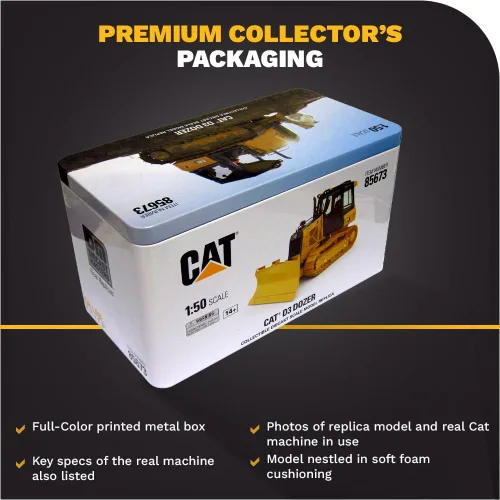Miniatura 7 de Caterpillar D3 Bulldozer 1:50 - Modelos High Line de Diecast Masters - 85673 - Pistas de metal, apertura del compartimento del motor y detalle