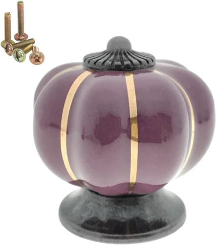 10 unidades de pomos de gabinete vintage de cerámica en forma de calabaza, manijas de cajones de cocina, tiradores de aparador con 5 tipos de Violeta