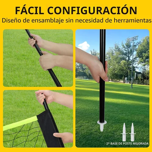 Miniatura 7 de Sistema de red de voleibol portátil de tamaño reglamentario de 32 pies para patio trasero y playa con postes de altura ajustable, voleibol