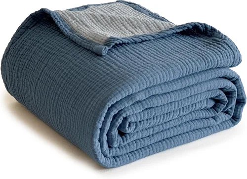 Miniatura 13 de Simple&Opulence - Manta de muselina 100% algodón, tamaño king, transpirable y ligera, de 4 capas de gasa, para cama, sofá, camping, colcha suave Café