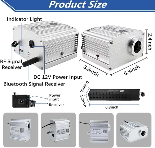 Miniatura 6 de Firework Meteor Starlight Headliner 10W Twinkle Star Luces de techo para automóvil, 550 unidades de 0.03 pulgadas x 13.1 pies/13.1 ft, luz