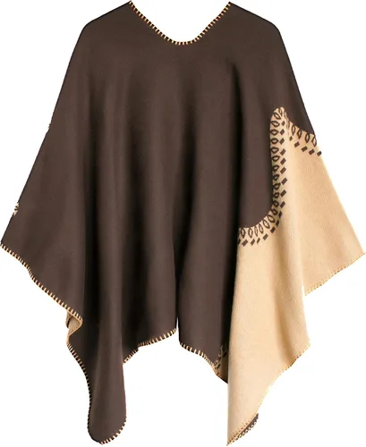 Miniatura 166 de Urban CoCo Poncho de colores para mujer, chal con frente abierto, color en bloques