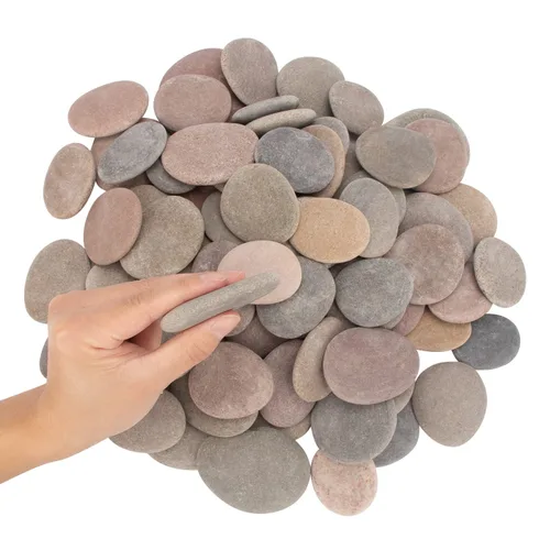 Miniatura 4 de Aproximadamente 100 piezas de rocas para pintar, 2.2"-3.5", planas, suaves - de río, para manualidades, piedras de bricolaje DIY, 18 libras