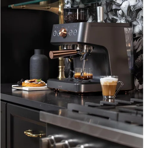 Miniatura 4 de Café Bellissimo - Máquina de café expreso semiautomática con molinillo y espumador de leche, detalles de cobre, control de aplicación WiFi, tanque