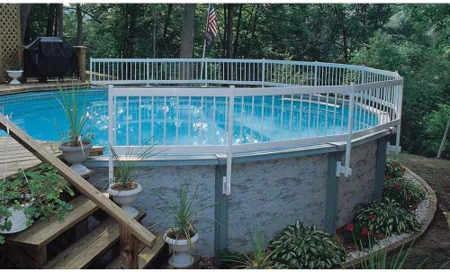 Miniatura 4 de Kit de base y valla para piscina sobre el piso (8 sección) de GLI, Blanco