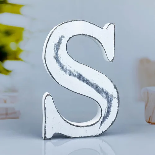 Miniatura 25 de Letras de madera rústica blanca de 6 pulgadas, letras de madera sin terminar para decoración de pared, letras de pie retro blancas blancas