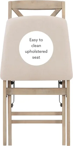 Miniatura 7 de Keira Silla plegable de madera gris lavado con asiento tapizado beige y respaldo clásico de madera X por Linon
