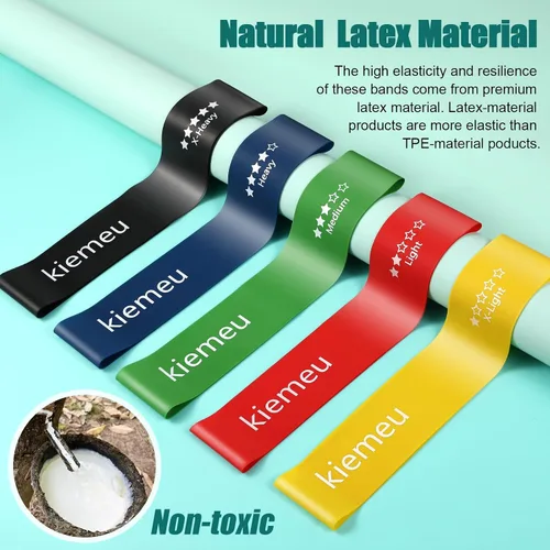 Miniatura 4 de Bandas de resistencia de látex mini bucle para entrenar piernas, versión de 2.4 in de ancho Elastic Stretch Bands For Exercise Loop Bands, Rubber