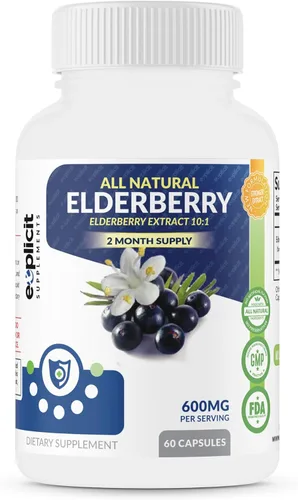 Suplemento de saúco totalmente natural – Potentes cápsulas antioxidantes de saúco – Extra fuerte 1200 mg – Apoya la salud inmunológica – Fabricado