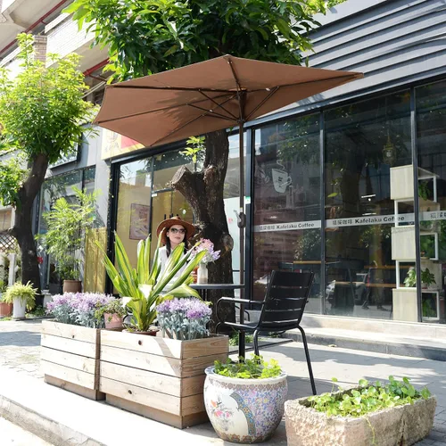 Miniatura 5 de Villacera - Sombrilla de medio patio – Toldo de patio al aire libre de 9 pies con manivela fácil – Muebles de condominio, casa adosada o balcón