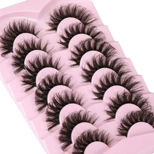 Miniatura 6 de Pestañas postizas 6D de visón esponjosas de 0.67 pulgadas (0.669 in), pestañas de ojo de gato que parecen extensiones paquete de pestañas