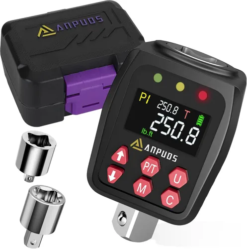 ANPUDS Adaptador de Torque Digital de 1/2 Pulgada, 12.5-250.8 Pies/libras/17-340 Nm, Convertidor de Llave Dinamométrica Digital con Precisión de