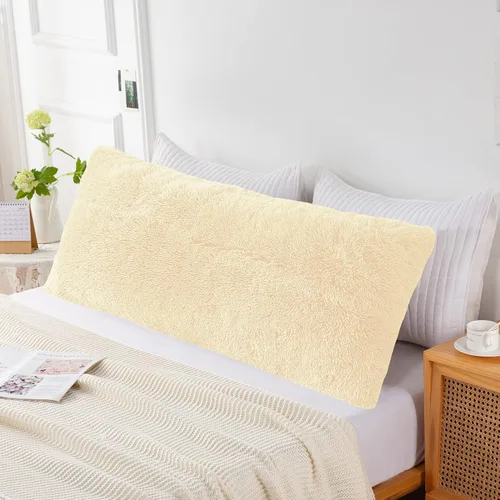 Miniatura 9 de Funda de almohada de cuerpo lanudo y esponjosa con cremallera, funda de almohada de felpa de piel sintética de 21 x 54 pulgadas, funda de almohada
