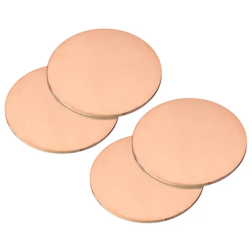 Miniatura 13 de uxcell Hoja de cobre puro, 4 piezas de 2 x 0.04 pulgadas, calibre 18 T2, placa redonda de metal de cobre para manualidades, reparaciones eléctricas