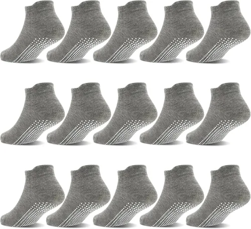 Miniatura 8 de GRPSKCOS Calcetines Antideslizantes para Niños Pequeños 15 Pares Calcetines de Agarre Antideslizantes de Corte Bajo para Niños y Niñas de 1 a 7 Años
