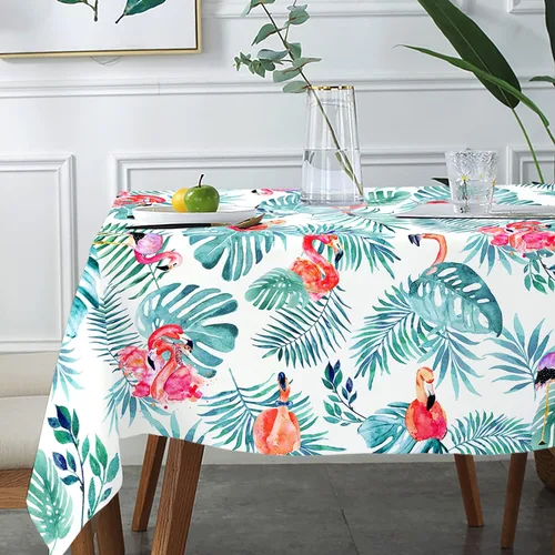 Miniatura 8 de Mantel de primavera y verano, mantel ovalado oblongo, de tela impermeable, diseño floral de pájaro verde, 54 x 72 pulgadas, para cocina, comedor